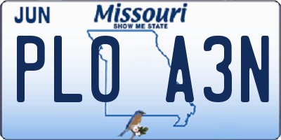 MO license plate PL0A3N