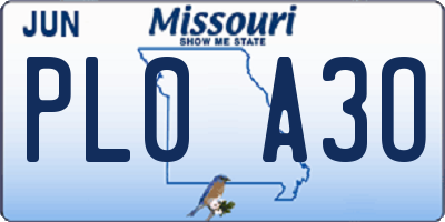 MO license plate PL0A3O