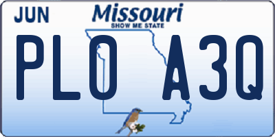 MO license plate PL0A3Q