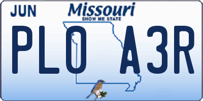 MO license plate PL0A3R