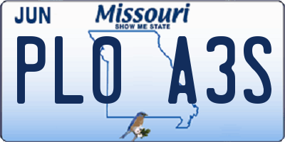 MO license plate PL0A3S