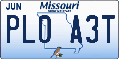 MO license plate PL0A3T