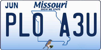 MO license plate PL0A3U