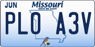 MO license plate PL0A3V