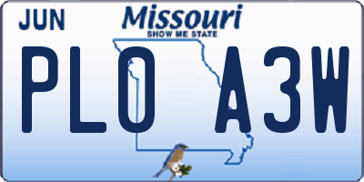 MO license plate PL0A3W