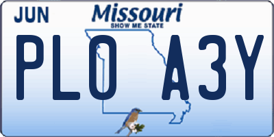 MO license plate PL0A3Y