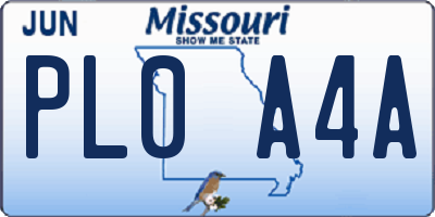 MO license plate PL0A4A