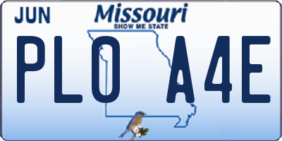 MO license plate PL0A4E