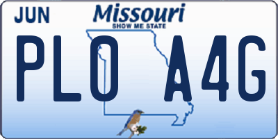 MO license plate PL0A4G