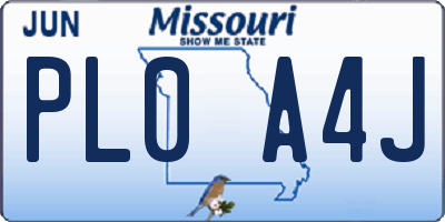 MO license plate PL0A4J