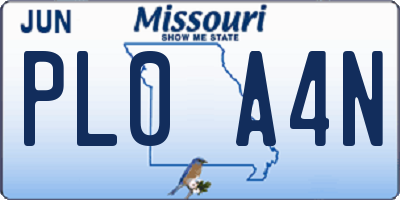 MO license plate PL0A4N