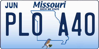 MO license plate PL0A4O
