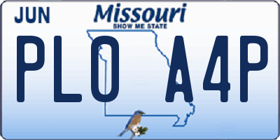 MO license plate PL0A4P