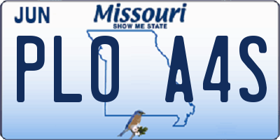 MO license plate PL0A4S