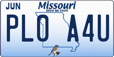 MO license plate PL0A4U