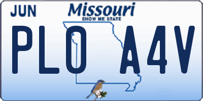 MO license plate PL0A4V