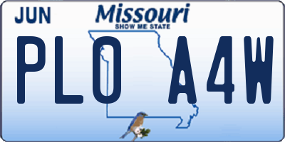 MO license plate PL0A4W
