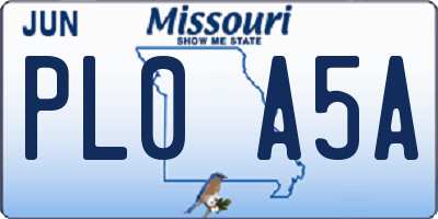 MO license plate PL0A5A