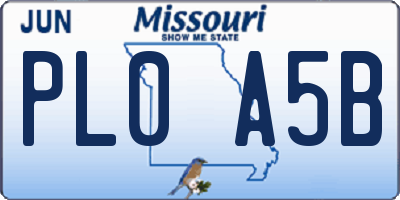 MO license plate PL0A5B