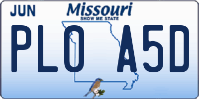 MO license plate PL0A5D