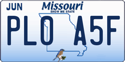MO license plate PL0A5F