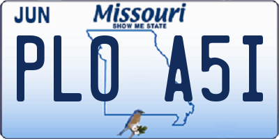 MO license plate PL0A5I