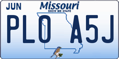 MO license plate PL0A5J