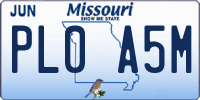MO license plate PL0A5M