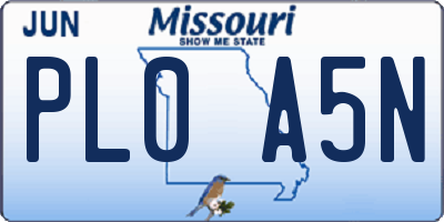 MO license plate PL0A5N