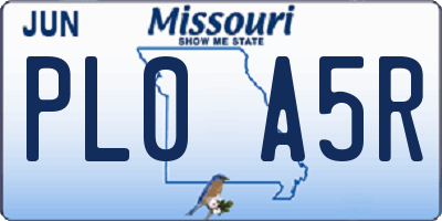 MO license plate PL0A5R