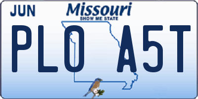 MO license plate PL0A5T
