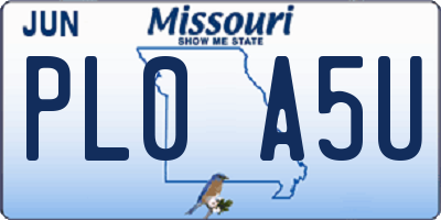 MO license plate PL0A5U