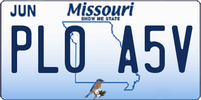 MO license plate PL0A5V