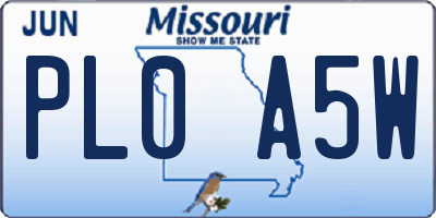 MO license plate PL0A5W