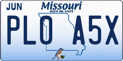 MO license plate PL0A5X