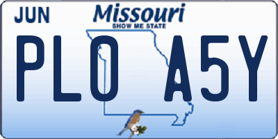 MO license plate PL0A5Y