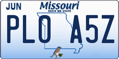 MO license plate PL0A5Z