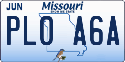 MO license plate PL0A6A