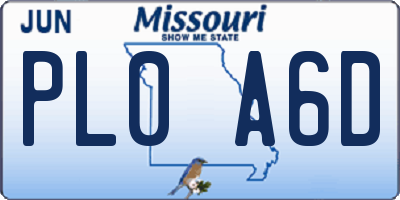 MO license plate PL0A6D