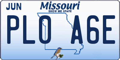 MO license plate PL0A6E
