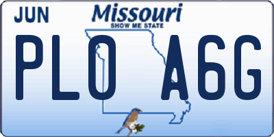 MO license plate PL0A6G