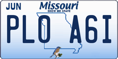 MO license plate PL0A6I