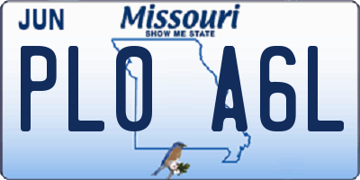 MO license plate PL0A6L