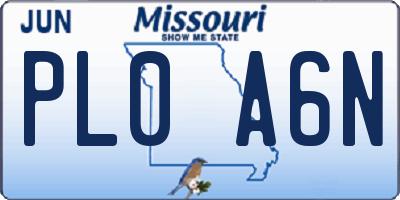 MO license plate PL0A6N