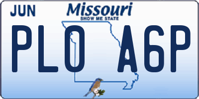 MO license plate PL0A6P