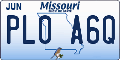 MO license plate PL0A6Q