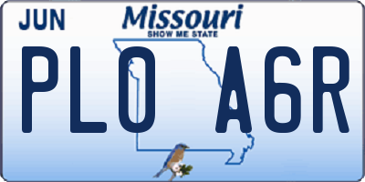 MO license plate PL0A6R