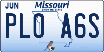 MO license plate PL0A6S