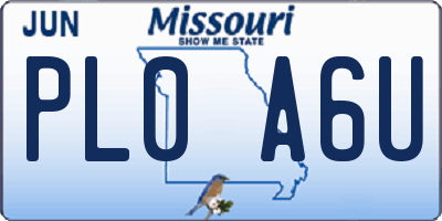 MO license plate PL0A6U