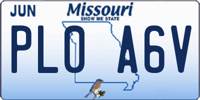 MO license plate PL0A6V